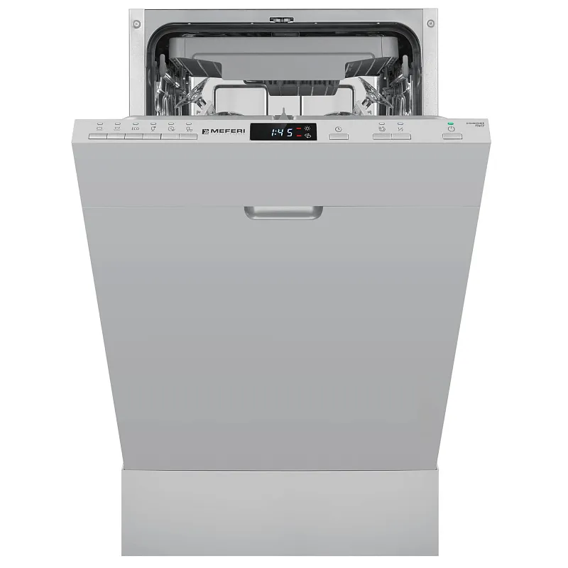 Посудомоечная машина узкая встраиваемая MEFERI MDW4563 POWER, 45 см, 10 комплектов посуды, 6 программ, защита от протечек, половинная загрузка, отсрочка, таймер
