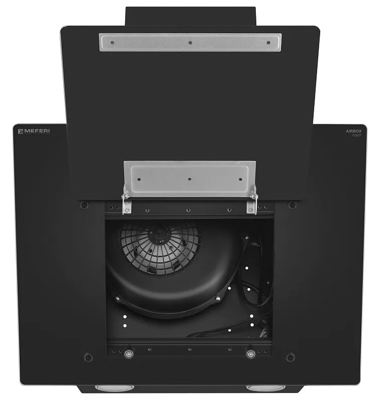 Вытяжка кухонная MEFERI AIRBOX60BK POWER, 60 см, наклонная, черная, стекло, производительность 900 м3/ч, 3 скорости, низкий уровень шума, режимы отвод и рециркуляция, гарантия 3 года
