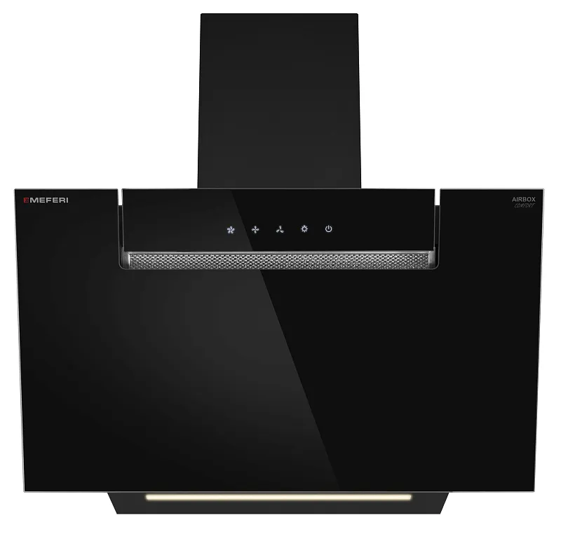 Вытяжка кухонная MEFERI AIRBOX60BK COMFORT, 60 см, наклонная, черная, стекло, производительность 950 м3/ч, 3 скорости, низкий уровень шума, режимы отвод и рециркуляция, гарантия 3 года
