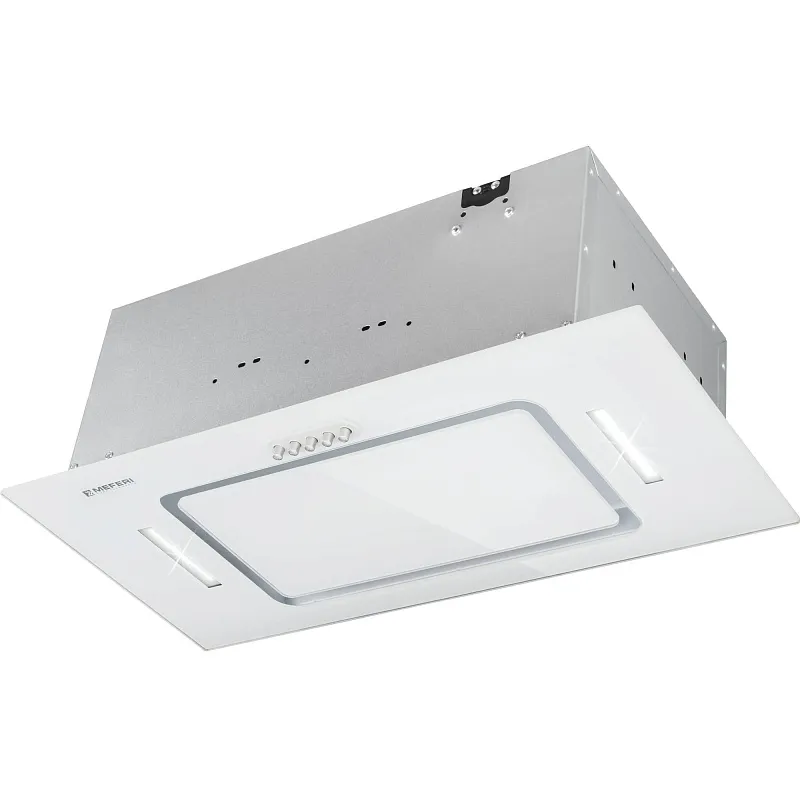 Вытяжка кухонная MEFERI INBOX60WH GLASS ULTRA, 60 см, встраиваемая, белая, стекло, производительность 900 м3/час, низкий уровень шума, режимы отвод и циркуляция, гарантия 3 года