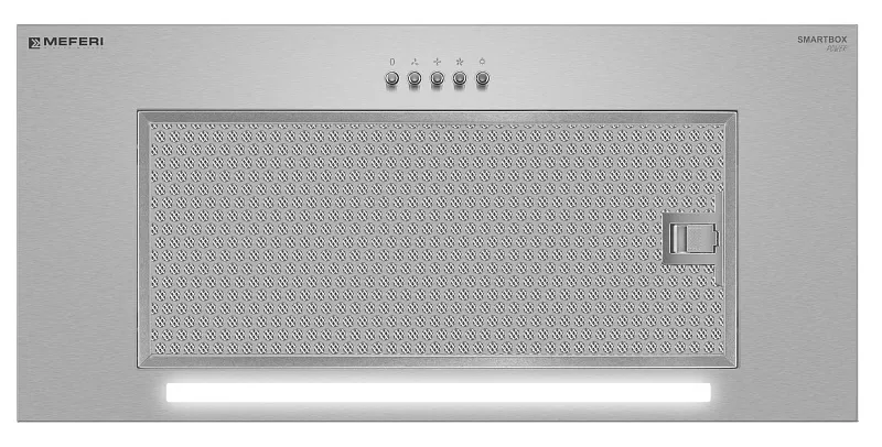 Вытяжка кухонная MEFERI SMARTBOX60IX POWER, 60 см, встраиваемая, серая, производительность 900 м3/ч, 3 скорости, низкий уровень шума, режимы отвод и рециркуляция, гарантия 3 года