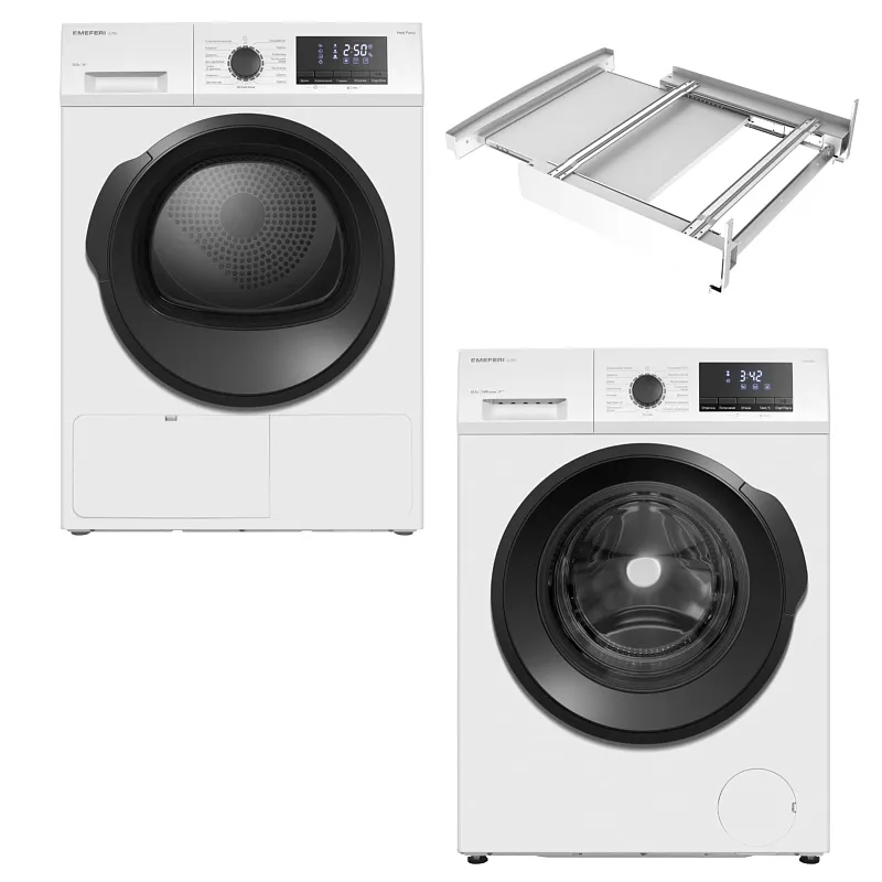 Колонна из стиральной и сушильной машин белая MEFERI MS10WH81 ULTRA