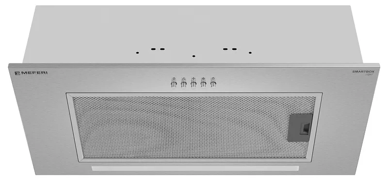 Вытяжка кухонная MEFERI SMARTBOX60IX LIGHT, 60 см, встраиваемая, серая, производительность 650 м3/ч, 3 скорости, низкий уровень шума, режимы отвод и рециркуляция, гарантия 3 года