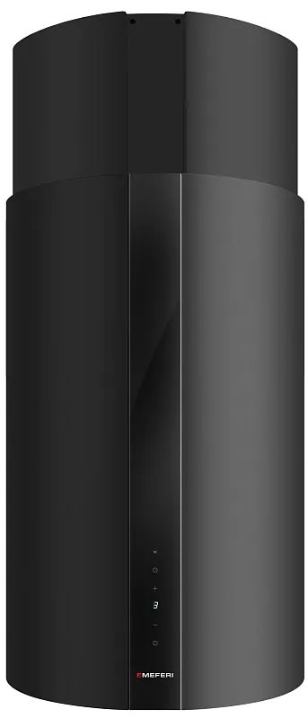 Вытяжка кухонная цилиндрическая настенная MEFERI TUBE40BK COMFORT PLUS, 40 см, черная, производительность 1200 м3/ч, 5 скоростей, низкий уровень шума, режимы отвод и рециркуляция, сенсорное управление, гарантия 3 года