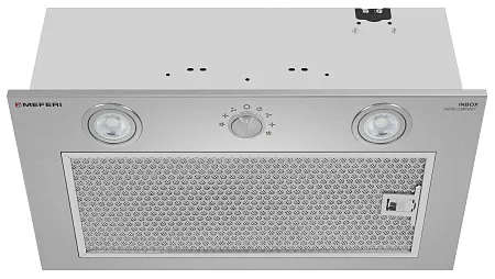 Вытяжка кухонная MEFERI INBOX52IX PUSH COMFORT, 52 см, встраиваемая, серая, производительность 950 м3/ч, 3 скорости, с утапливаемым переключателем, низкий уровень шума, режимы отвод и рециркуляция, гарантия 3 года Вытяжка кухонная MEFERI INBOX52IX PUSH COMFORT, 52 см, встраиваемая, серая, производительность 950 м3/ч, 3 скорости, с утапливаемым переключателем, низкий уровень шума, режимы отвод и рециркуляция, гарантия 3 года