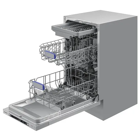 Посудомоечная машина узкая встраиваемая MEFERI MDW4573 ULTRA, 45 см, 10 комплектов посуды, 7 программ, 3 корзины, защита от протечек, луч на полу, внутренняя подсветка, половинная загрузка, отсрочка, таймер Посудомоечная машина узкая встраиваемая MEFERI MDW4573 ULTRA, 45 см, 10 комплектов посуды, 7 программ, 3 корзины, защита от протечек, луч на полу, внутренняя подсветка, половинная загрузка, отсрочка, таймер