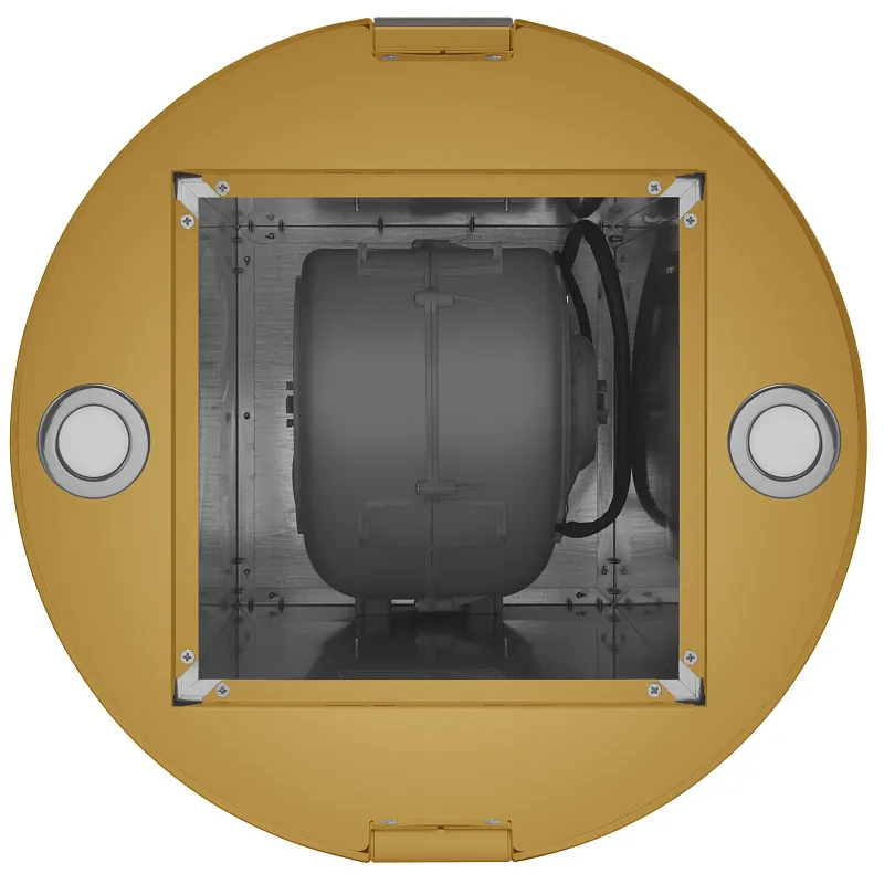 Вытяжка кухонная цилиндрическая островная MEFERI TUBE40GOLD ISLA COMFORT PLUS, 40 см, золотая, производительность 1200 м3/ч, 5 скоростей, режимы отвод и рециркуляция, сенсорное управление, гарантия 3 года