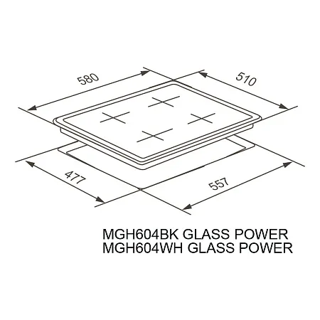 Варочная панель газовая MEFERI MGH604WH GLASS POWER Варочная панель газовая MEFERI MGH604WH GLASS POWER
