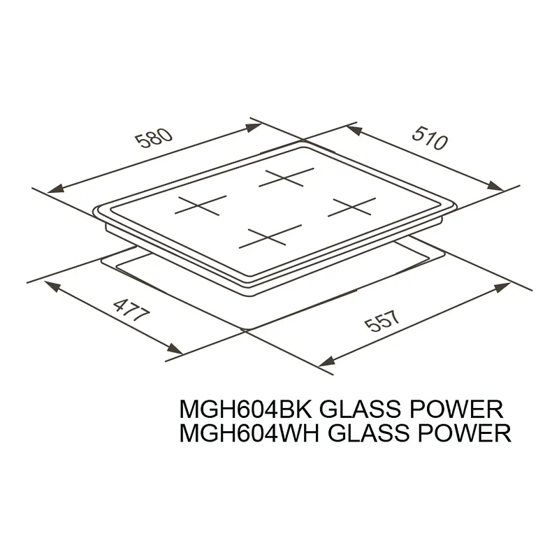 Варочная панель газовая MEFERI MGH604WH GLASS POWER