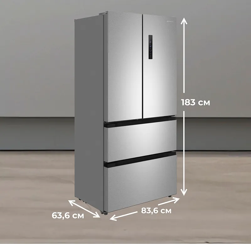 Холодильник отдельностоящий, с инвертором MEFERI MFR83IX TOTAL NO FROST FRENCH DOOR COMFORT, двухкамерный, с зоной свежести, с льдогенератором