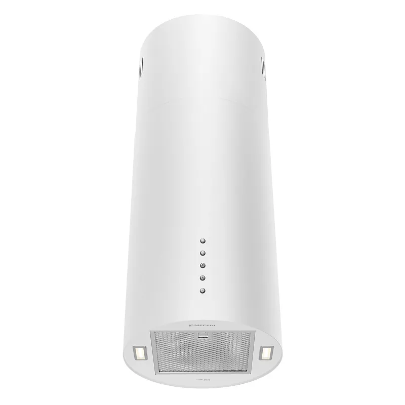Вытяжка кухонная цилиндрическая островная MEFERI TUBE35WH ISLA ULTRA, 40 см, белая, производительность 1200 м3/ч, 3 скорости, низкий уровень шума, режимы отвод и рециркуляция, гарантия 3 года