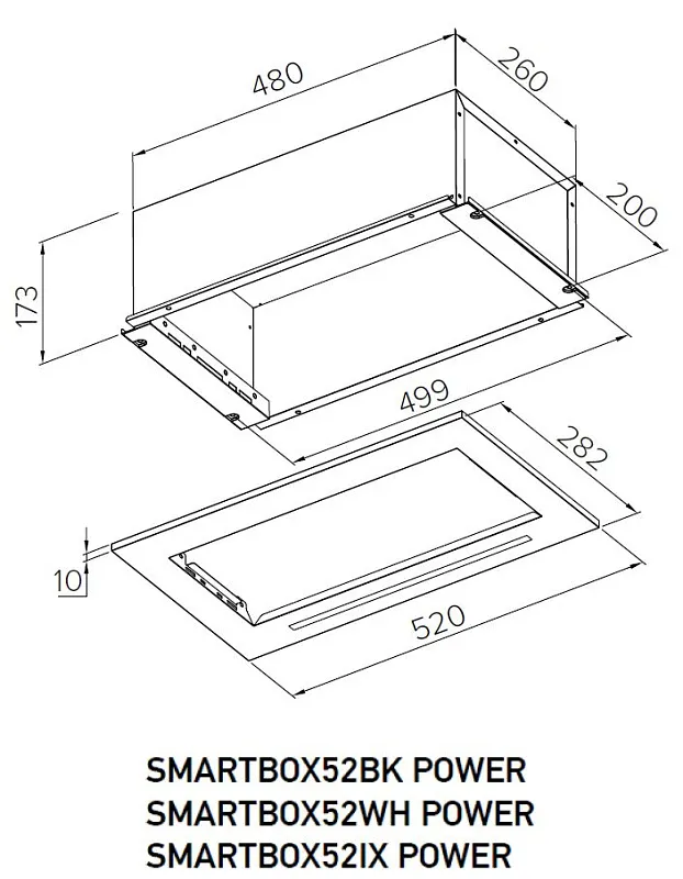 Вытяжка кухонная MEFERI SMARTBOX52BK POWER, 52 см, встраиваемая, черная, производительность 900 м3/ч, 3 скорости, низкий уровень шума, режимы отвод и рециркуляция, гарантия 3 года