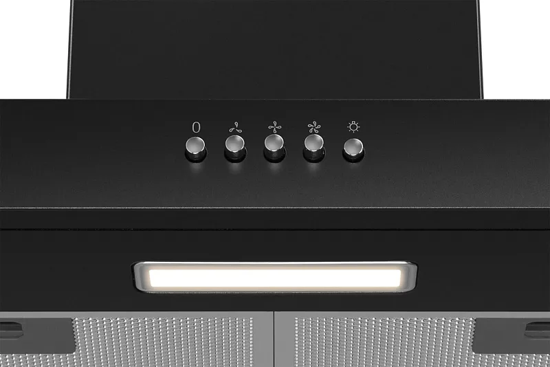 Вытяжка кухонная MEFERI SLIMBOX60BK LIGHT, 60 см, купольная, черная, производительность 650 м3/ч, 3 скорости, низкий уровень шума, режимы отвод и рециркуляция, гарантия 3 года