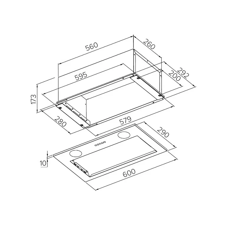 Вытяжка кухонная MEFERI INBOX60BK POWER, 60 см, встраиваемая, черная, производительность 900 м3/ч, 3 скорости, низкий уровень шума, режимы отвод и рециркуляция, гарантия 3 года