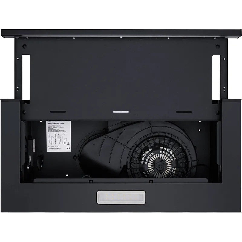Вытяжка телескопическая кухонная MEFERI SLIDEBOX60BK LIGHT, 60 см, черный, производительность 650 м3/ч, 2 скорости, низкий уровень шума, режимы отвод и рециркуляция, гарантия 3 года