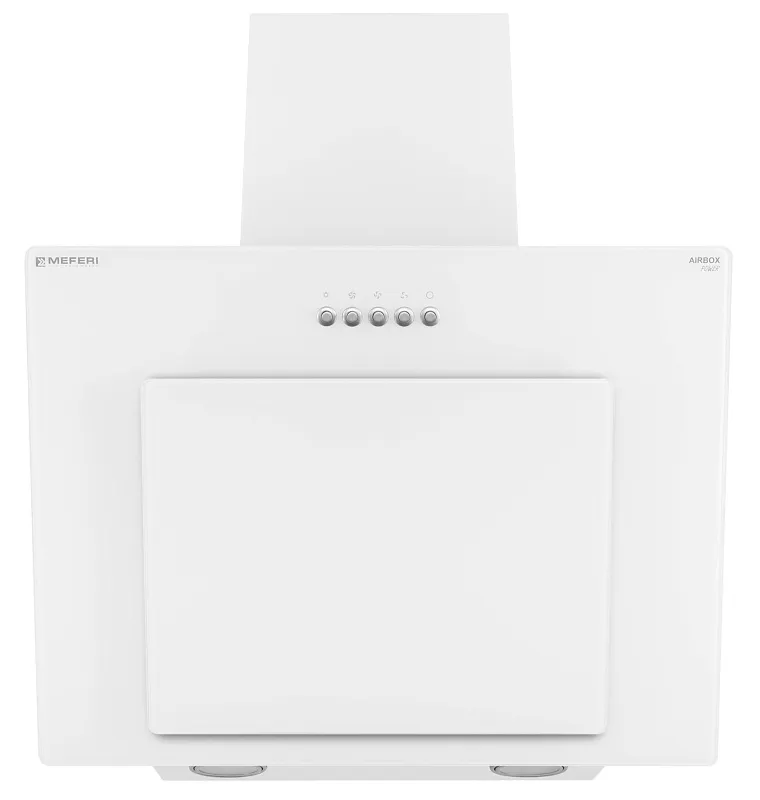 Вытяжка кухонная MEFERI AIRBOX60WH POWER, 60 см, наклонная, белая, стекло, производительность 900 м3/ч, 3 скорости, низкий уровень шума, режимы отвод и рециркуляция, гарантия 3 года