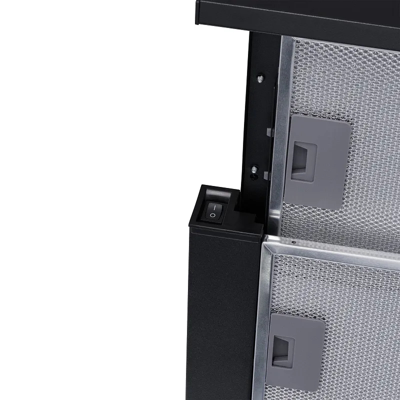 Вытяжка телескопическая кухонная MEFERI SLIDEBOX60BK POWER, 60 см, черная, производительность 850 м3/ч, 2 скорости, низкий уровень шума, режимы отвод и рециркуляция, гарантия 3 года