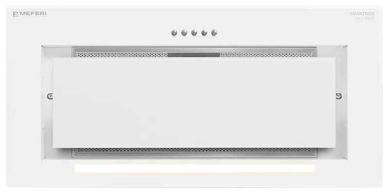 Вытяжка кухонная MEFERI SMARTBOX60WH GLASS POWER, 60 см, встраиваемая, белая, стекло, производительность 900 м3/ч, 3 скорости, низкий уровень шума, режимы отвод и рециркуляция, гарантия 3 года