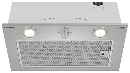 Вытяжка кухонная MEFERI INBOX52IX PUSH COMFORT, 52 см, встраиваемая, серая, производительность 950 м3/ч, 3 скорости, с утапливаемым переключателем, низкий уровень шума, режимы отвод и рециркуляция, гарантия 3 года Вытяжка кухонная MEFERI INBOX52IX PUSH COMFORT, 52 см, встраиваемая, серая, производительность 950 м3/ч, 3 скорости, с утапливаемым переключателем, низкий уровень шума, режимы отвод и рециркуляция, гарантия 3 года