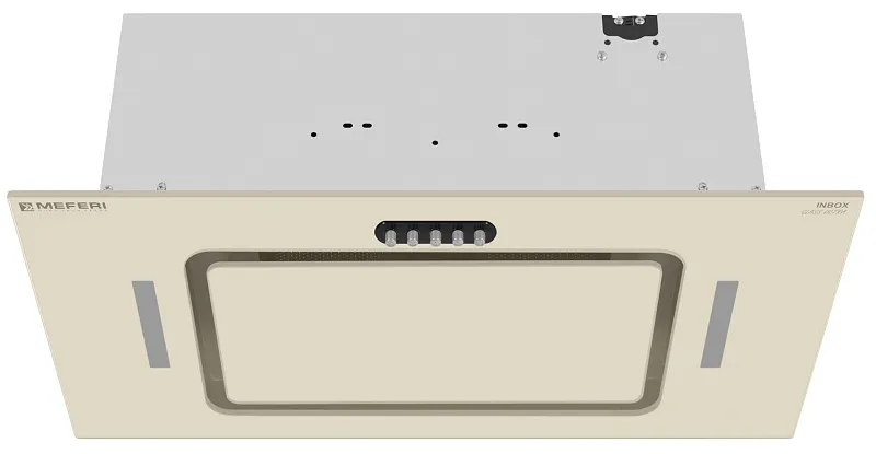 Вытяжка кухонная MEFERI INBOX60BG GLASS ULTRA, 60 см, встраиваемая, бежевая, стекло, производительность 900 м3/ч, 3 скорости, низкий уровень шума, режимы отвод и рециркуляция, гарантия 3 года