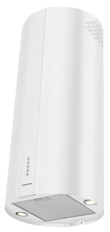 Вытяжка кухонная цилиндрическая островная MEFERI TUBE40WH ISLA POWER, 40 см, белая, производительность 850 м3/ч, 3 скорости, низкий уровень шума, режимы отвод и рециркуляция, гарантия 3 года - изображение vytyazhka_tsilindricheskaya_ostrovnaya_tube40wh_isla_power  