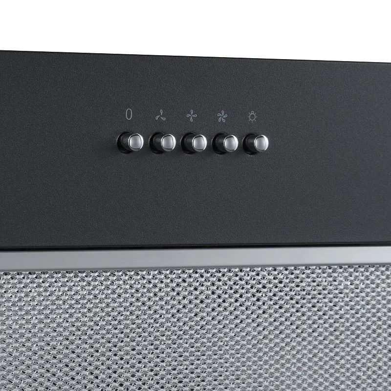 Вытяжка кухонная MEFERI INBOX60BK POWER, 60 см, встраиваемая, черная, производительность 900 м3/ч, 3 скорости, низкий уровень шума, режимы отвод и рециркуляция, гарантия 3 года