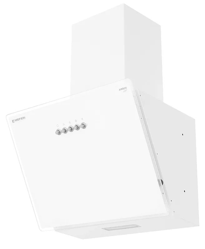 Вытяжка кухонная MEFERI AIRBOX45WH LIGHT, 45 см, наклонная, белая, стекло, производительность 650 м3/ч, 3 скорости, низкий уровень шума, режимы отвод и рециркуляция, гарантия 3 года