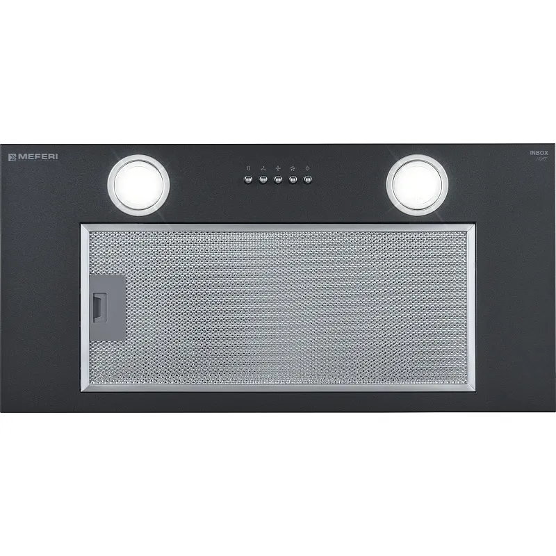Вытяжка кухонная MEFERI INBOX60BK LIGHT, 60 см, черная, производительность 650 м3/час,  3 скорости, низкий уровень шума, режимы отвод и рециркуляция, гарантия 3 года