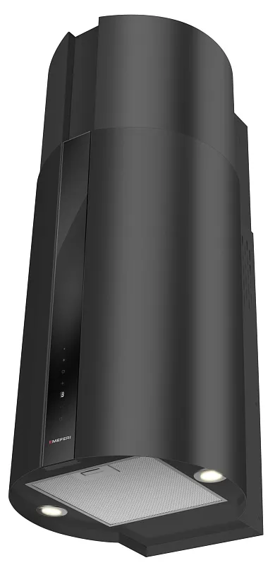 Вытяжка кухонная цилиндрическая настенная MEFERI TUBE40BK COMFORT PLUS, 40 см, черная, производительность 1200 м3/ч, 5 скоростей, низкий уровень шума, режимы отвод и рециркуляция, сенсорное управление, гарантия 3 года