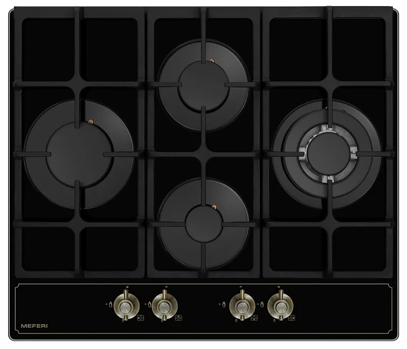 Варочная панель газовая MEFERI MGH604BK GLASS RETRO