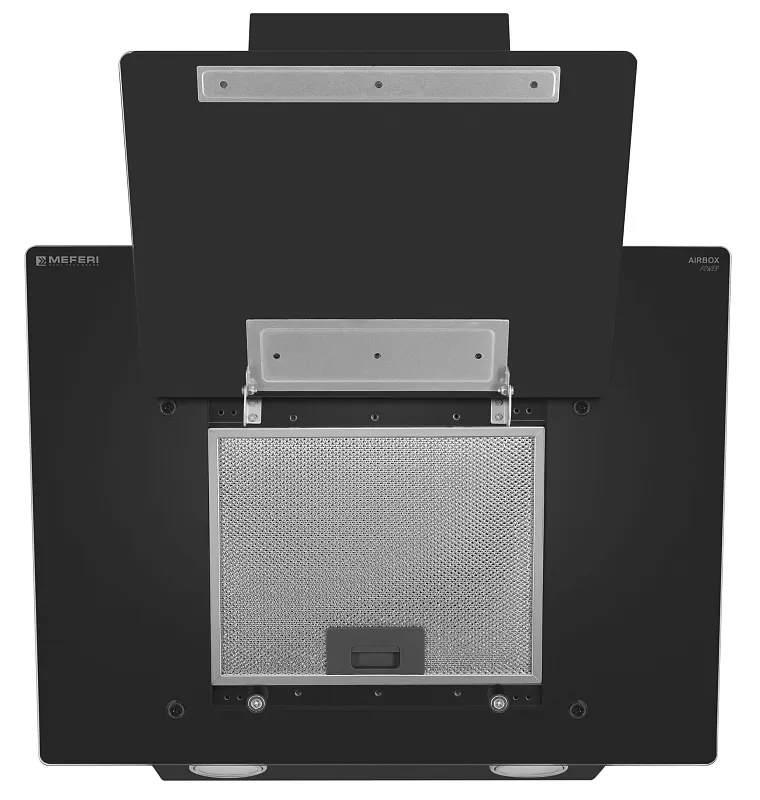 Вытяжка кухонная MEFERI AIRBOX60BK POWER, 60 см, наклонная, черная, стекло, производительность 900 м3/ч, 3 скорости, низкий уровень шума, режимы отвод и рециркуляция, гарантия 3 года