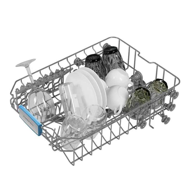 Посудомоечная машина узкая отдельностоящая MEFERI MDW4562WH FS LIGHT, 45 см, 9 комплектов посуды, 6 программ, 2 корзины, половинная загрузка, отсрочка, таймер, защита от протечек, внутренняя подсветка
