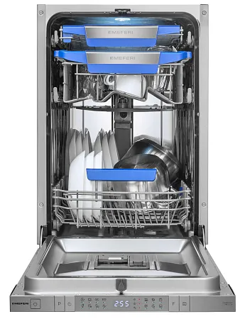 Посудомоечная машина узкая встраиваемая с инвертором MEFERI MDW4583 COMFORT PLUS (модификация 2026 года) 45 см, 10 комплектов посуды, автооткрывание дверцы, аквастоп, луч на полу, внутренняя подсветка, половинная загрузка, таймер Посудомоечная машина узкая встраиваемая с инвертором MEFERI MDW4583 COMFORT PLUS (модификация 2026 года) 45 см, 10 комплектов посуды, автооткрывание дверцы, аквастоп, луч на полу, внутренняя подсветка, половинная загрузка, таймер