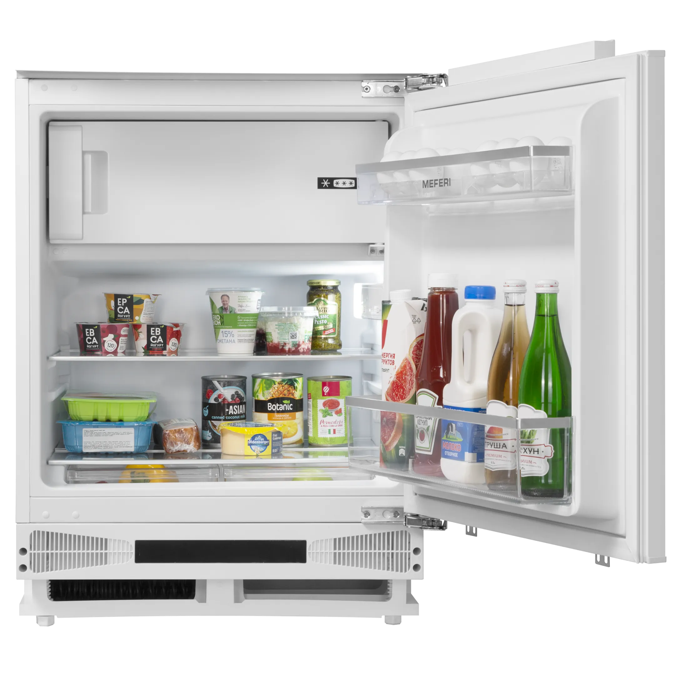 Фото kholodilnik_vstraivaemyy_mbr82_low_frost_light на сайте meferi-home.ru Холодильник MEFERI MBR82 LOW FROST LIGHT, встраиваемый под столешницу - изображение kholodilnik_vstraivaemyy_mbr82_low_frost_light
