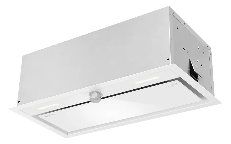 Фото vytyazhka_polnovstraivaemaya_inbox60wh_push_comfort_plus на сайте meferi-home.ru Вытяжка кухонная MEFERI INBOX60WH PUSH COMFORT PLUS, 60 см, встраиваемая, белая, производительность 1200м3/ч, 3 скорости, с утапливаемым переключателем, низкий уровень шума, режимы отвод и циркуляция, гарантия 3 года - изображение vytyazhka_polnovstraivaemaya_inbox60wh_push_comfort_plus