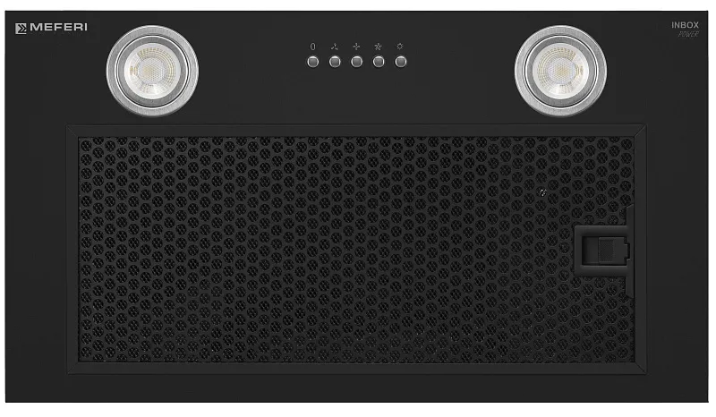 Вытяжка кухонная MEFERI INBOX52BK POWER, 52 см, встраиваемая, черная, производительность 900 м3/ч, 3 скорости, низкий уровень шума, режимы отвод и рециркуляция, гарантия 3 года