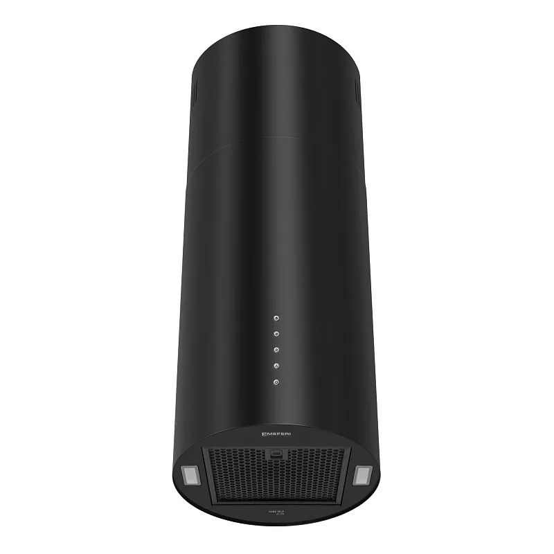 Вытяжка кухонная цилиндрическая островная MEFERI TUBE35BK ISLA ULTRA, 35 см, черная, производительность 1200 м3/ч, 3 скорости, низкий уровень шума, режимы отвод и рециркуляция, гарантия 3 года