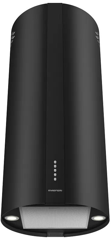 Вытяжка кухонная цилиндрическая островная MEFERI TUBE40BK ISLA POWER, 40 см, черная, производительность 850 м3/ч, 3 скорости, низкий уровень шума, режимы отвод и рециркуляция, гарантия 3 года