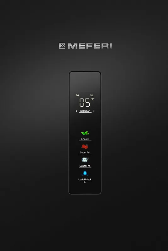 Холодильник отдельностоящий с инвертором MEFERI MFR200BK TOTAL NO FROST COMBI ULTRA