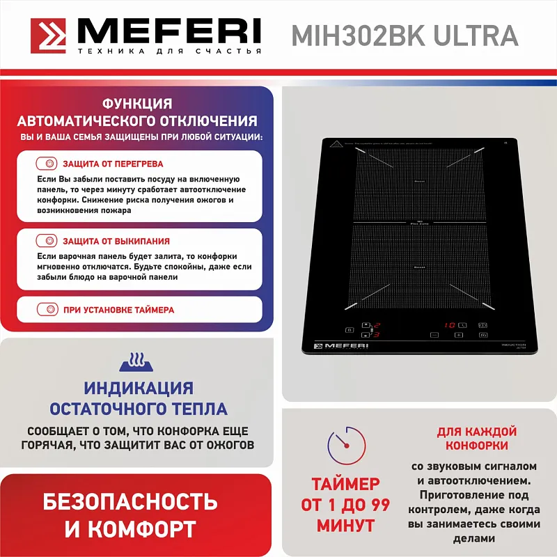 Варочная панель индукционная MEFERI MIH302BK ULTRA