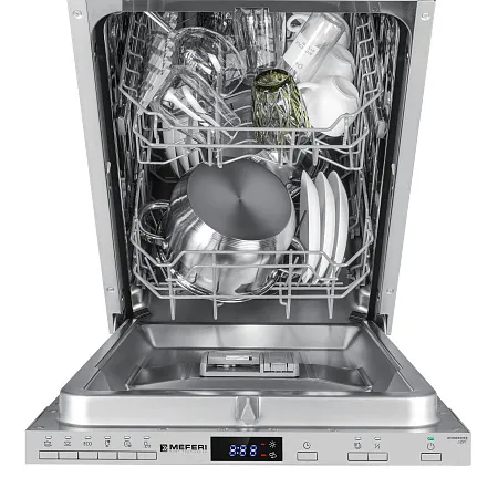 Посудомоечная машина узкая встраиваемая MEFERI MDW4562 LIGHT, 45 см, 9 комплектов посуды, 6 программ, 2 корзины, половинная загрузка, отсрочка, таймер, защита от протечек Посудомоечная машина узкая встраиваемая MEFERI MDW4562 LIGHT, 45 см, 9 комплектов посуды, 6 программ, 2 корзины, половинная загрузка, отсрочка, таймер, защита от протечек
