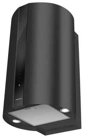 Вытяжка кухонная цилиндрическая настенная MEFERI TUBE40BK COMFORT PLUS, 40 см, черная, производительность 1200 м3/ч, 5 скоростей, низкий уровень шума, режимы отвод и рециркуляция, сенсорное управление, гарантия 3 года