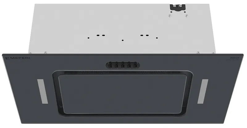 Вытяжка кухонная MEFERI INBOX60GR GLASS ULTRA, 60 см, встраиваемая, серая, стекло, производительность 900 м3/ч, 3 скорости, низкий уровень шума, режимы отвод и рециркуляция, гарантия 3 года