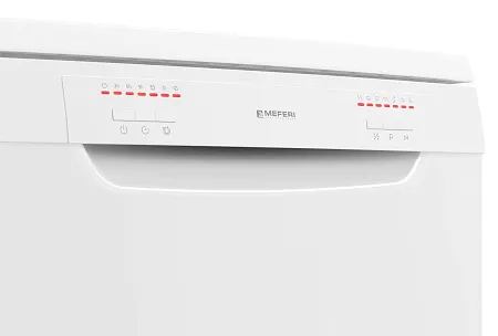 Посудомоечная машина отдельностоящая MEFERI MDW6062WH FS LIGHT, 60 см, напольная, 12 комплектов посуды, 6 программ, 2 корзины, половинная загрузка, отсрочка, защита от протечек, внутренняя подсветка Посудомоечная машина отдельностоящая MEFERI MDW6062WH FS LIGHT, 60 см, напольная, 12 комплектов посуды, 6 программ, 2 корзины, половинная загрузка, отсрочка, защита от протечек, внутренняя подсветка