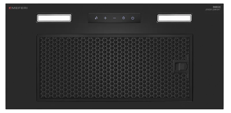 Вытяжка кухонная MEFERI INBOX60BK SENSOR COMFORT, 60 см, полновстраиваемая, черная, производительность 950 м3/ч, 3 скорости, низкий уровень шума, режимы отвод и рециркуляция, гарантия 3 года