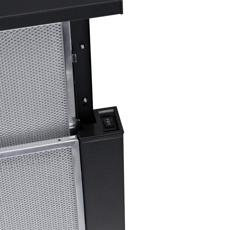 Вытяжка телескопическая кухонная MEFERI SLIDEBOX60BK POWER, 60 см, черная, производительность 850 м3/ч, 2 скорости, низкий уровень шума, режимы отвод и рециркуляция, гарантия 3 года