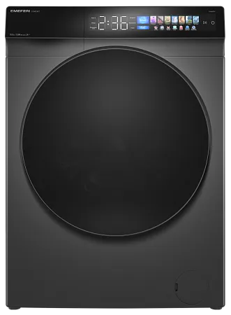 Стиральная машина с инвертором и паром MEFERI MFW101216GR COMFORT отдельностоящая серая, загрузка 10 кг, с возможностью установки в колонну, с сенсорным управлением