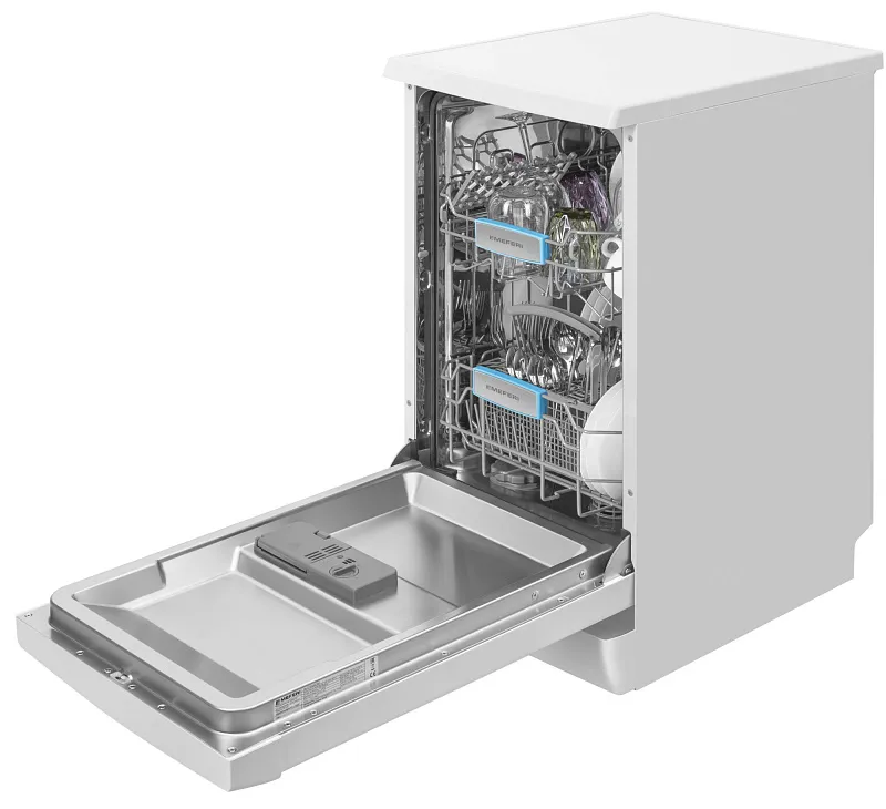 Посудомоечная машина узкая отдельностоящая MEFERI MDW4562WH FS LIGHT, 45 см, 9 комплектов посуды, 6 программ, 2 корзины, половинная загрузка, отсрочка, таймер, защита от протечек, внутренняя подсветка