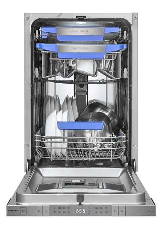 Посудомоечная машина узкая встраиваемая с инвертором MEFERI MDW4583 COMFORT PLUS, 45 см, 10 комплектов посуды, автооткрывание дверцы, аквастоп, луч на полу, внутренняя подсветка, половинная загрузка, таймер Посудомоечная машина узкая встраиваемая с инвертором MEFERI MDW4583 COMFORT PLUS, 45 см, 10 комплектов посуды, автооткрывание дверцы, аквастоп, луч на полу, внутренняя подсветка, половинная загрузка, таймер