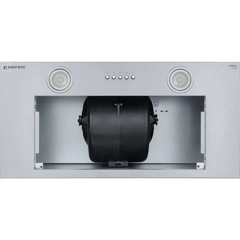 Вытяжка кухонная MEFERI INBOX60IX ULTRA, 60 см, встраиваемая, серая, производительность 1100 м3/ч, 3 скорости, низкий уровень шума, режимы отвод и рециркуляция, гарантия 3 года